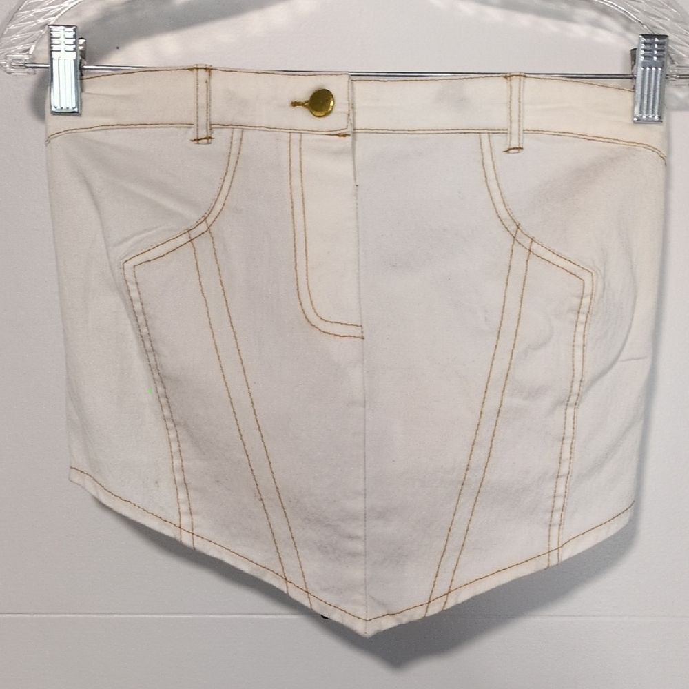 La Armario Cream Denim Strapless Bustier